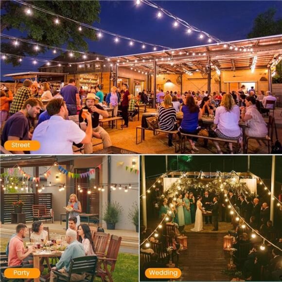 100FT Solar String Lights Outdoor Waterproof Patio Garden Backyard Edison - Picture 7 of 8